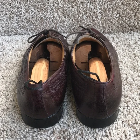 Moreschi Burgundy Brown Peccary & Calfskin Cap-toe Oxfords Brogue size 10 1/2